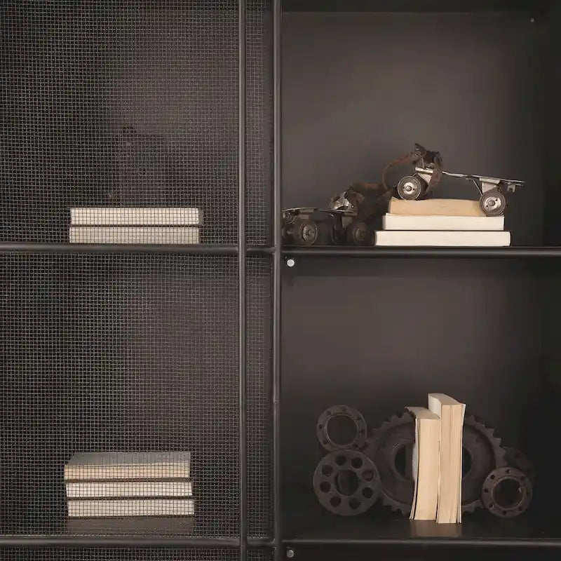 Industrial Metal Mesh Door Display Storage Cabinet