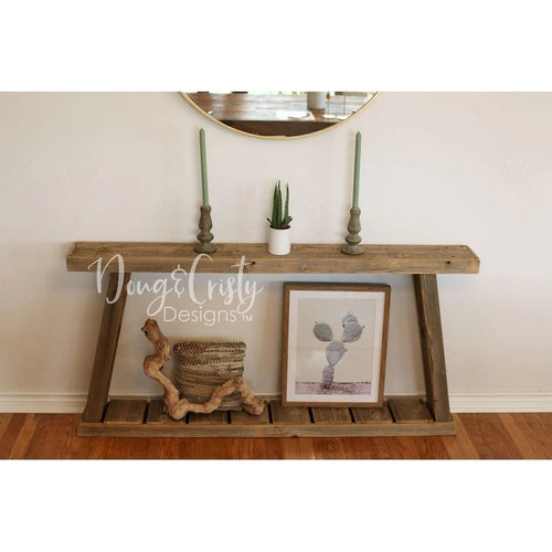 60" Reclaimed Wood A-Frame Console Table — Natural Rustic Finish
