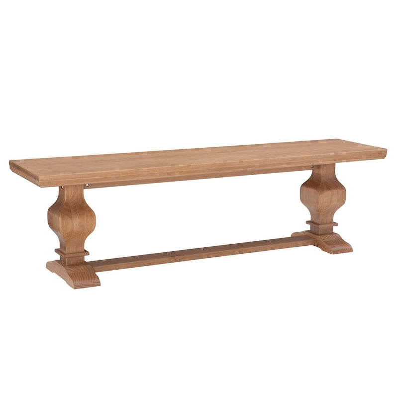 Solid Pine Wood Double Pedestal Dining & Entryway Bench