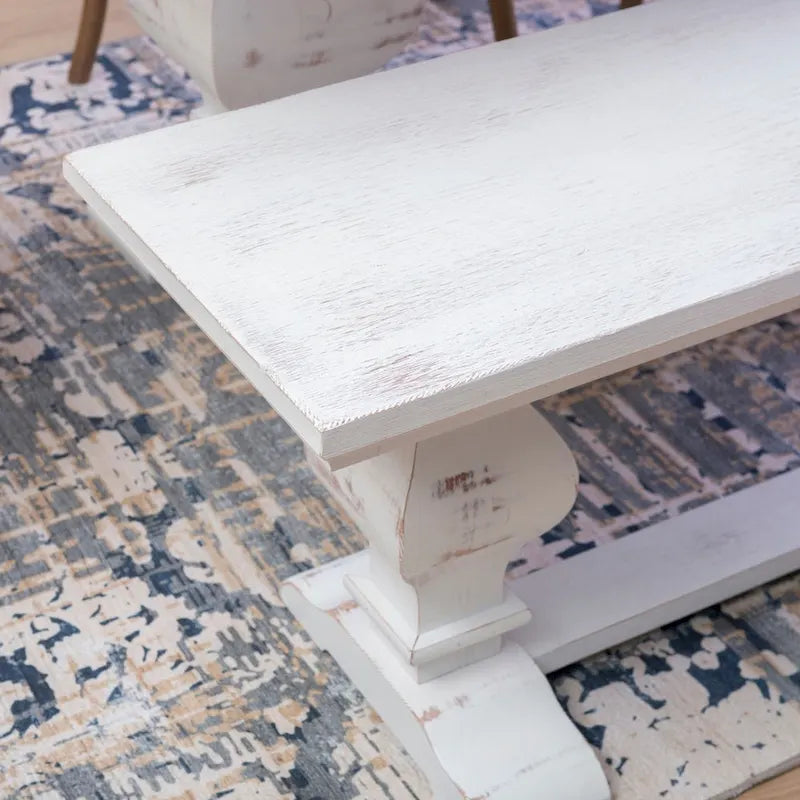 Solid Pine Wood Double Pedestal Dining & Entryway Bench