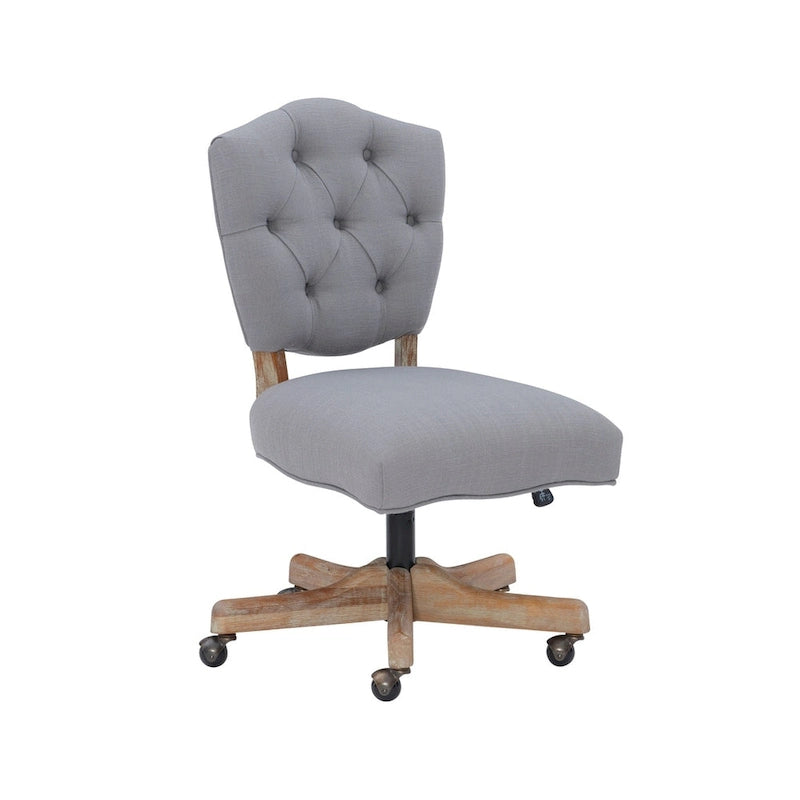 Grey Tufted Home Office Chair with Adjustable Height & Swivel, Classic Style
