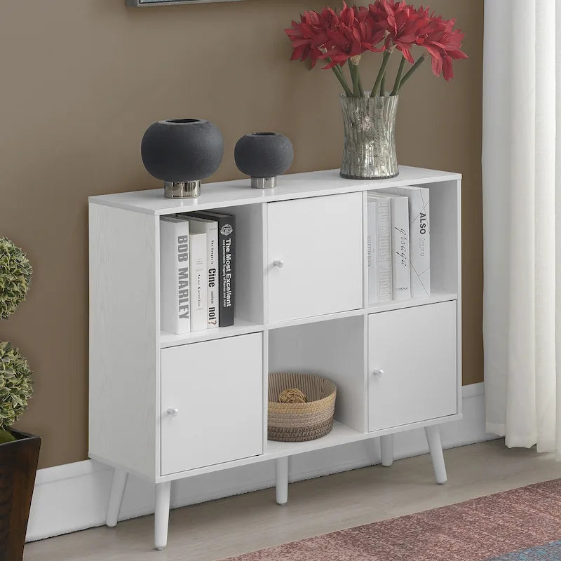 Mid-Century Modern 3-Door 3-Cubby Storage Sideboard Console Table