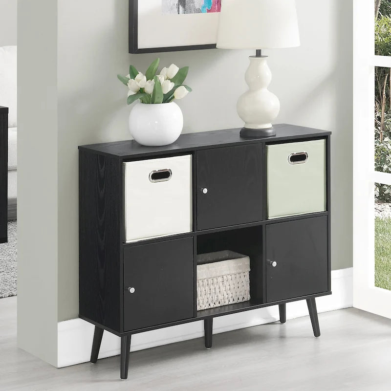 Mid-Century Modern 3-Door 3-Cubby Storage Sideboard Console Table