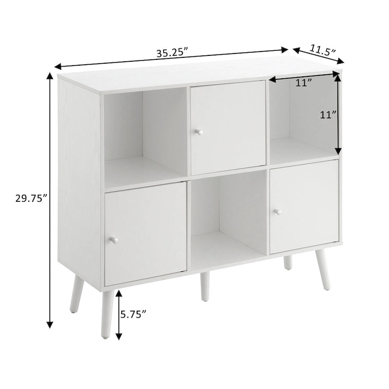 Mid-Century Modern 3-Door 3-Cubby Storage Sideboard Console Table