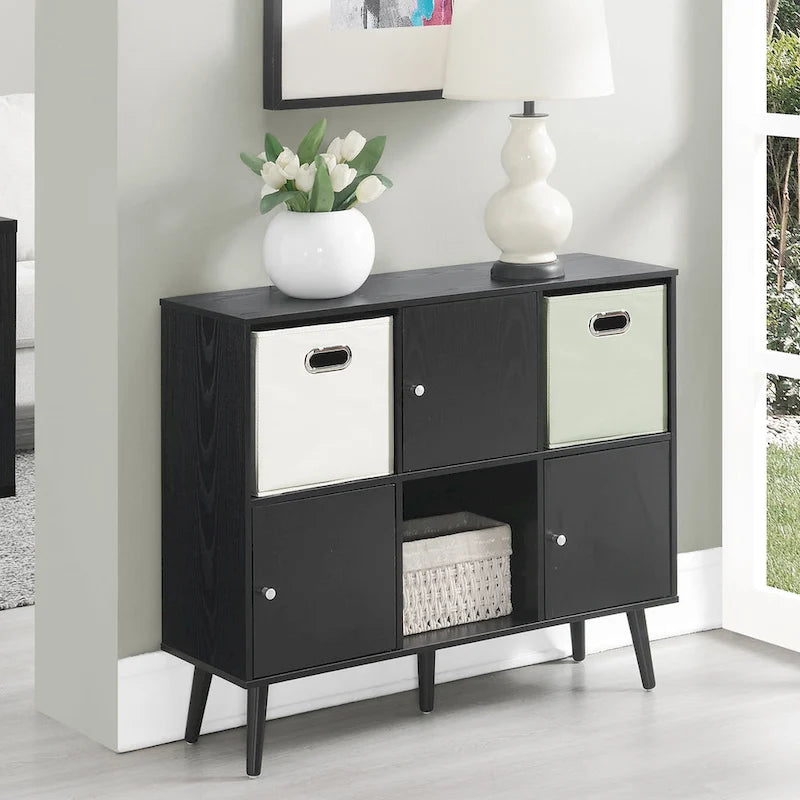 Mid-Century Modern 3-Door 3-Cubby Storage Sideboard Console Table