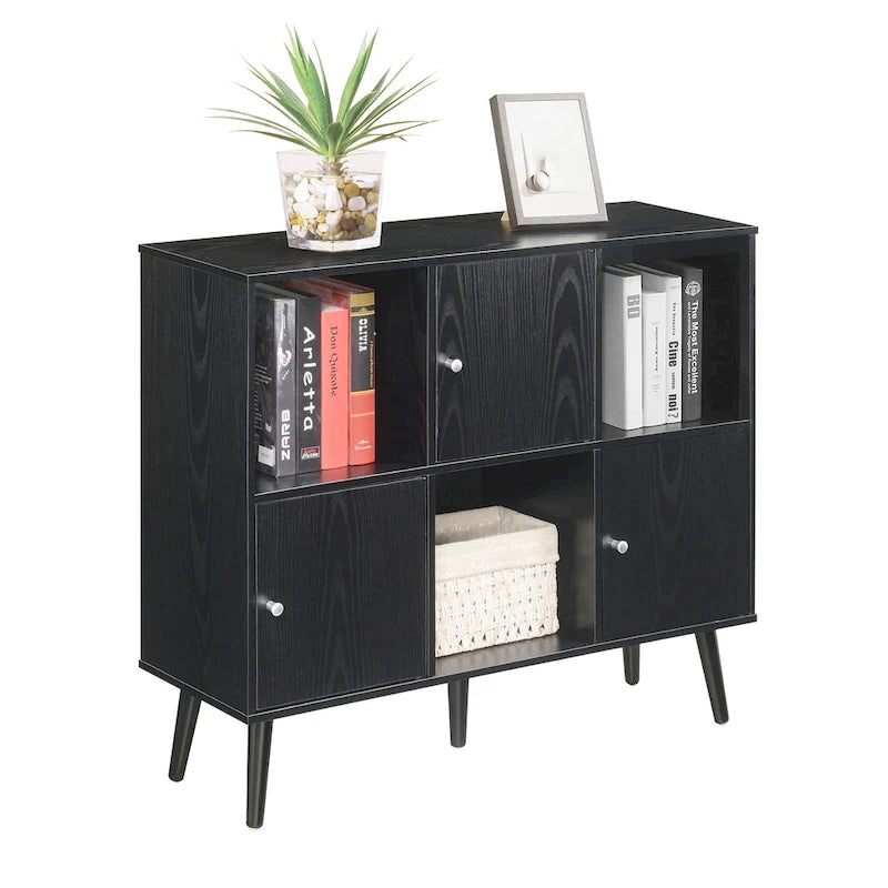 Mid-Century Modern 3-Door 3-Cubby Storage Sideboard Console Table