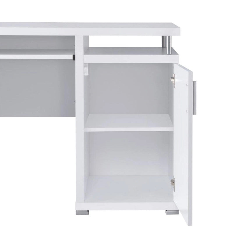 White Office Desk with File Cabinet & Keyboard Tray