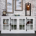 Modern 4-Door Glass Panel TV Media Console Cabinet, 72 Inch