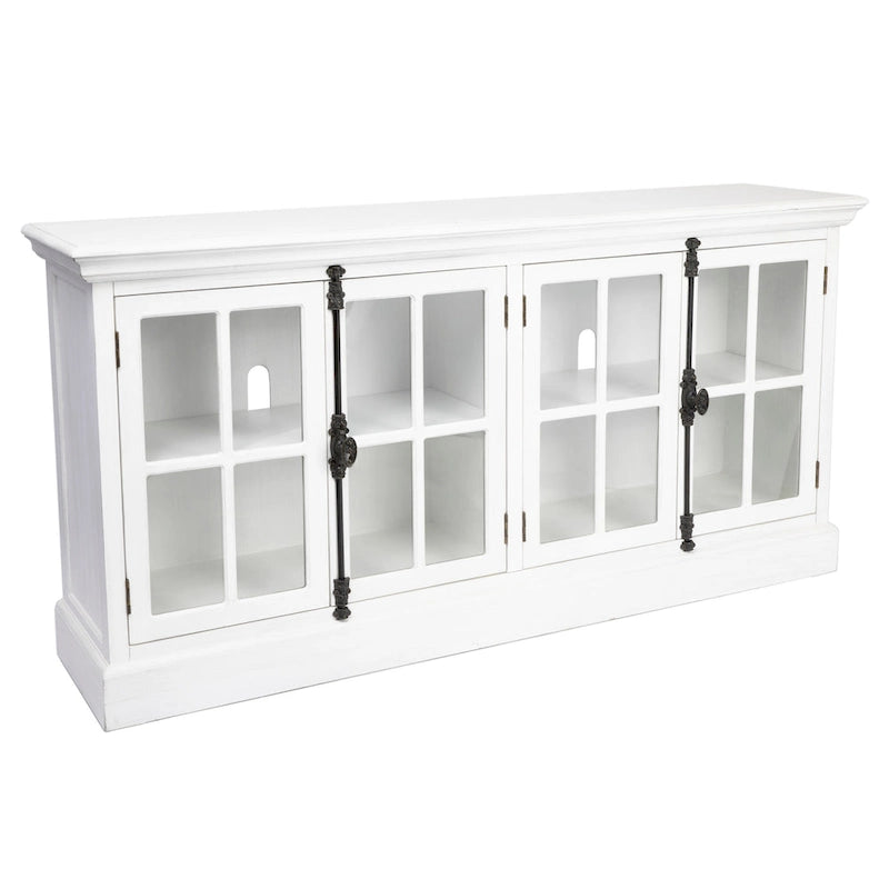 Modern 4-Door Glass Panel TV Media Console Cabinet, 72 Inch