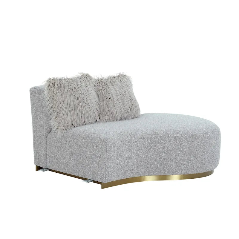 Curved Sculptural Sofa with 3 Pillows — Foam Cushion, Pet-Friendly Fabric