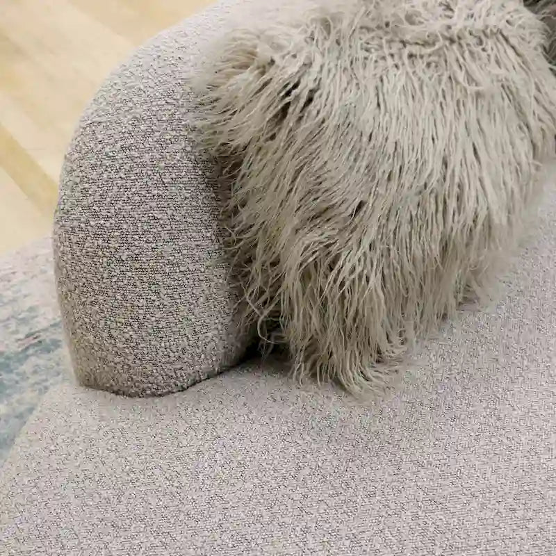 Curved Sculptural Sofa with 3 Pillows — Foam Cushion, Pet-Friendly Fabric