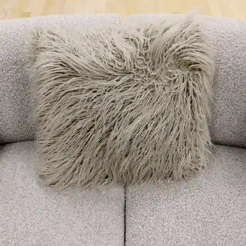 Curved Sculptural Sofa with 3 Pillows — Foam Cushion, Pet-Friendly Fabric