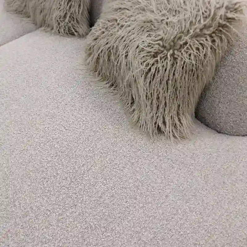 Curved Sculptural Sofa with 3 Pillows — Foam Cushion, Pet-Friendly Fabric
