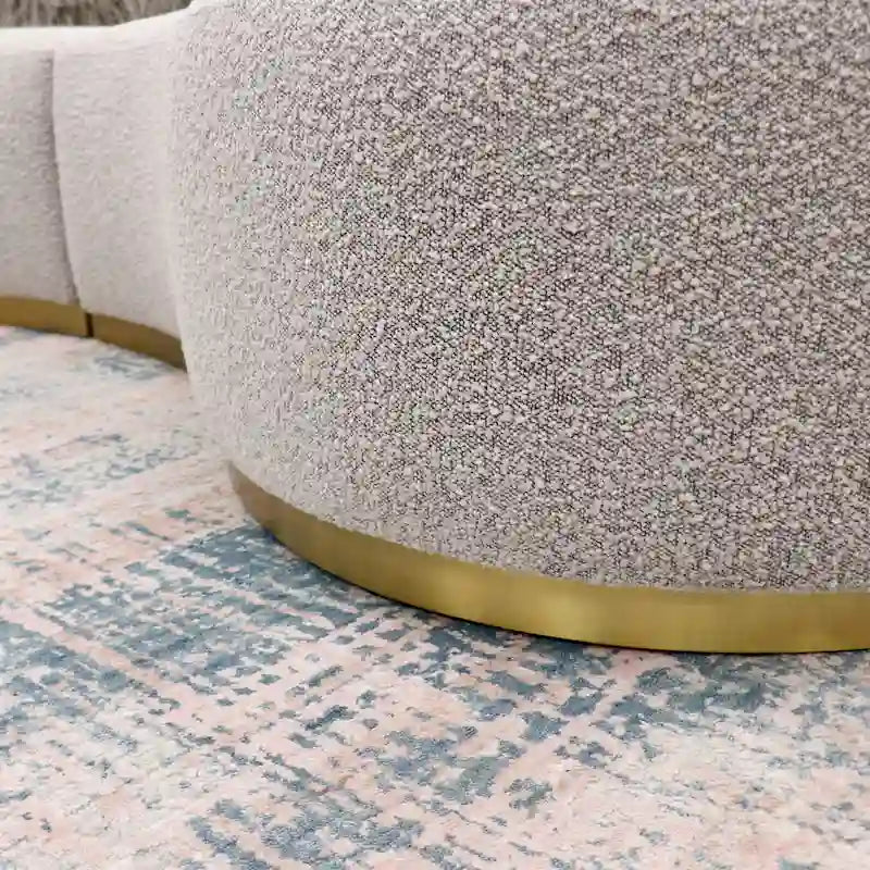 Curved Sculptural Sofa with 3 Pillows — Foam Cushion, Pet-Friendly Fabric
