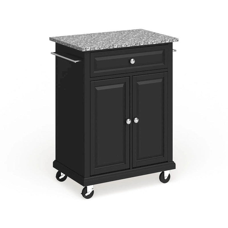 Compact Kitchen Cart with Wood Countertop, Drawer & Locking Casters