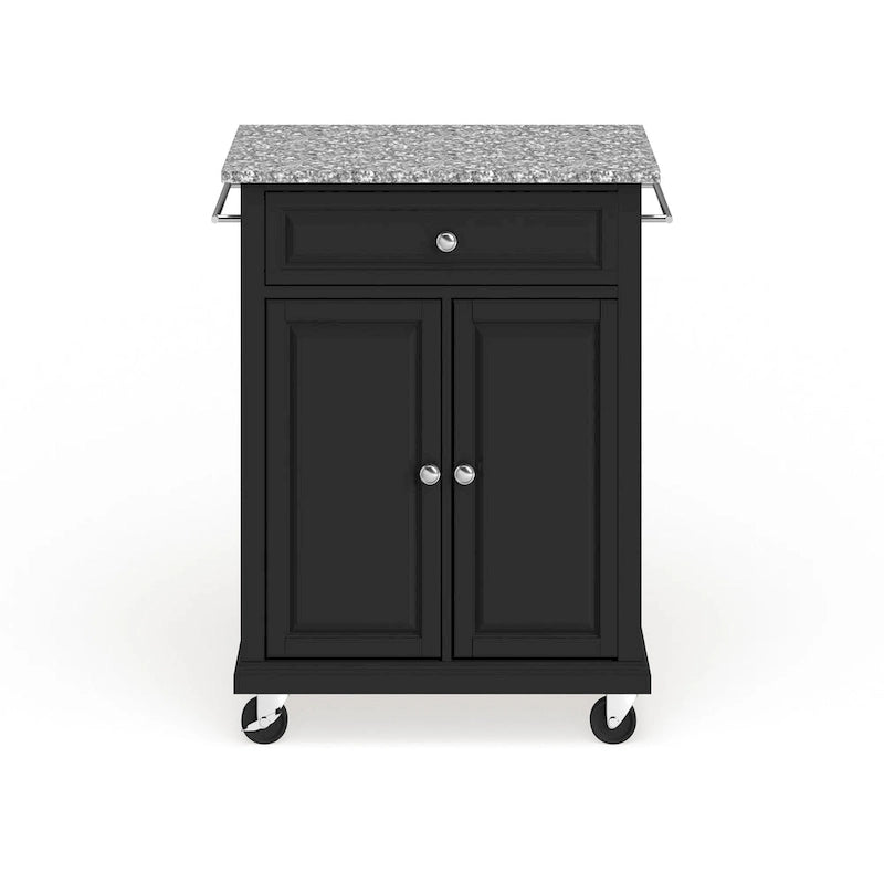 Compact Kitchen Cart with Wood Countertop, Drawer & Locking Casters
