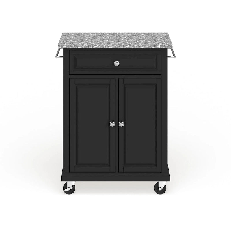 Compact Kitchen Cart with Wood Countertop, Drawer & Locking Casters