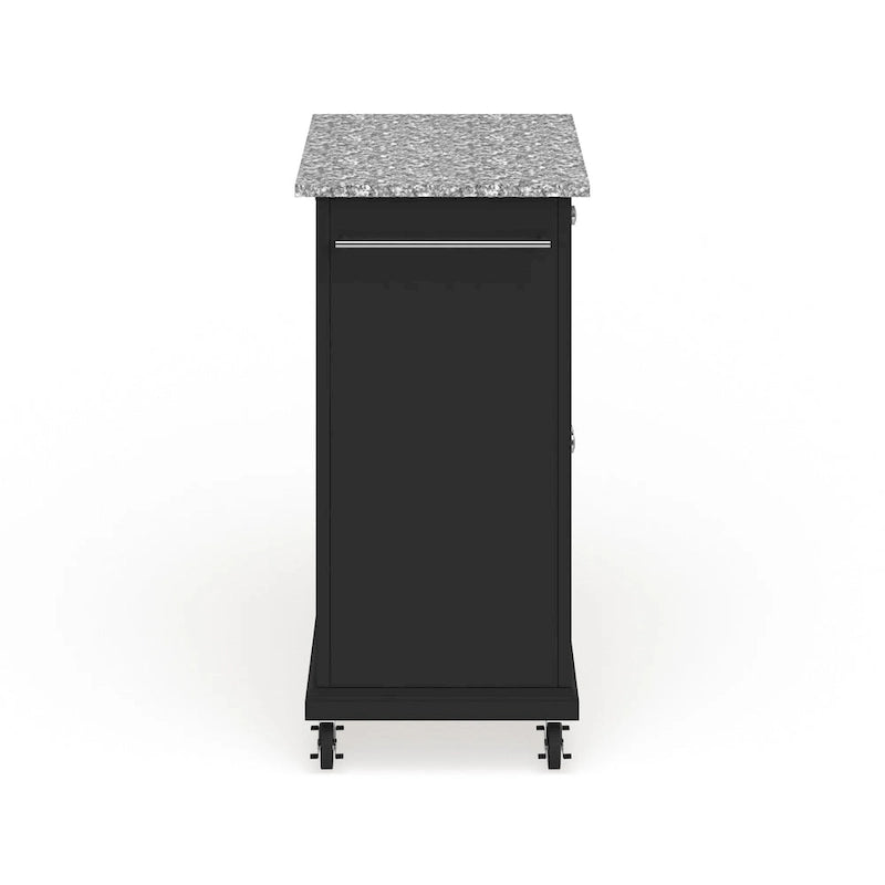 Compact Kitchen Cart with Wood Countertop, Drawer & Locking Casters