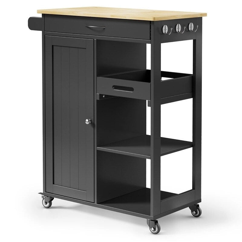 Rolling Kitchen Island Cart with Drawer & Shelves