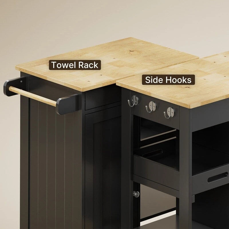 Rolling Kitchen Island Cart with Drawer & Shelves