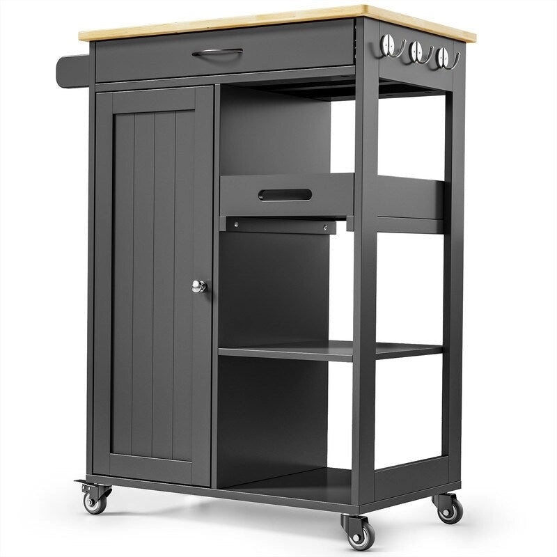 Rolling Kitchen Island Cart with Drawer & Shelves