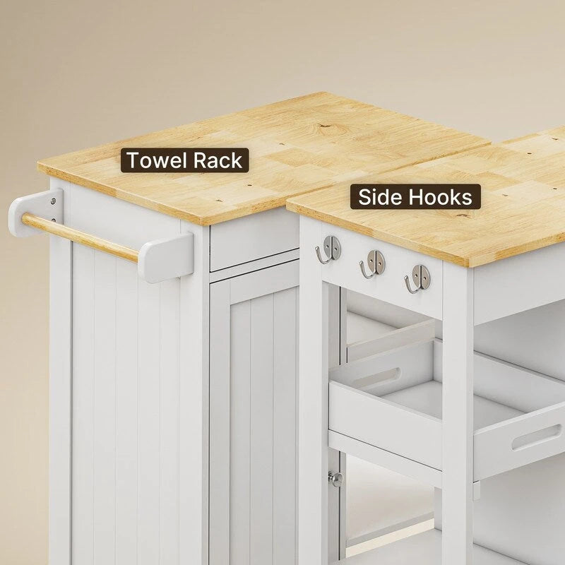 Rolling Kitchen Island Cart with Drawer & Shelves