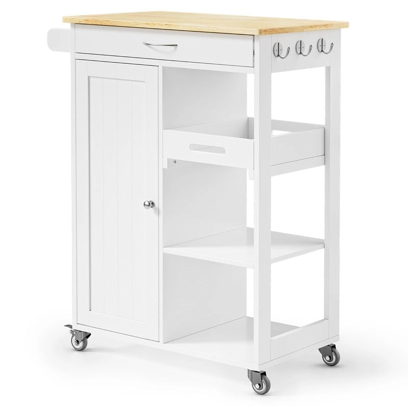 Rolling Kitchen Island Cart with Drawer & Shelves