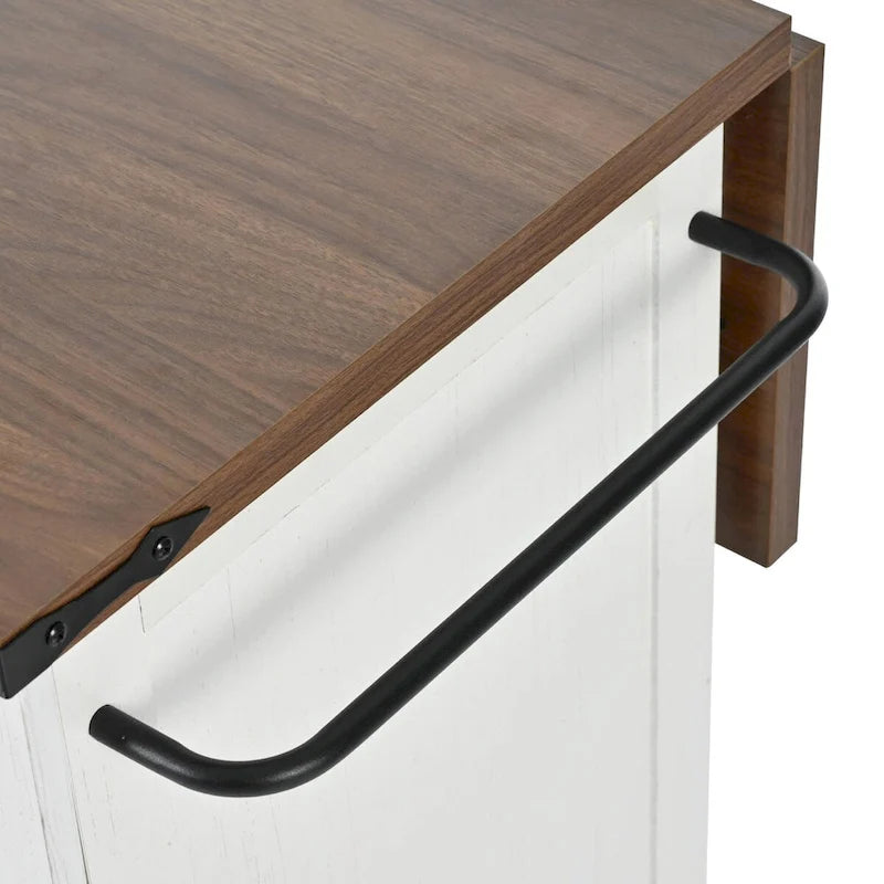 Farmhouse Rolling Kitchen Island with Drop Leaf