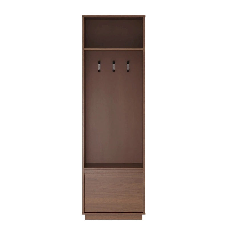 Mid-Century Modern Hall Tree with 3 Hooks, Shelf & Soft-Close Drawer
