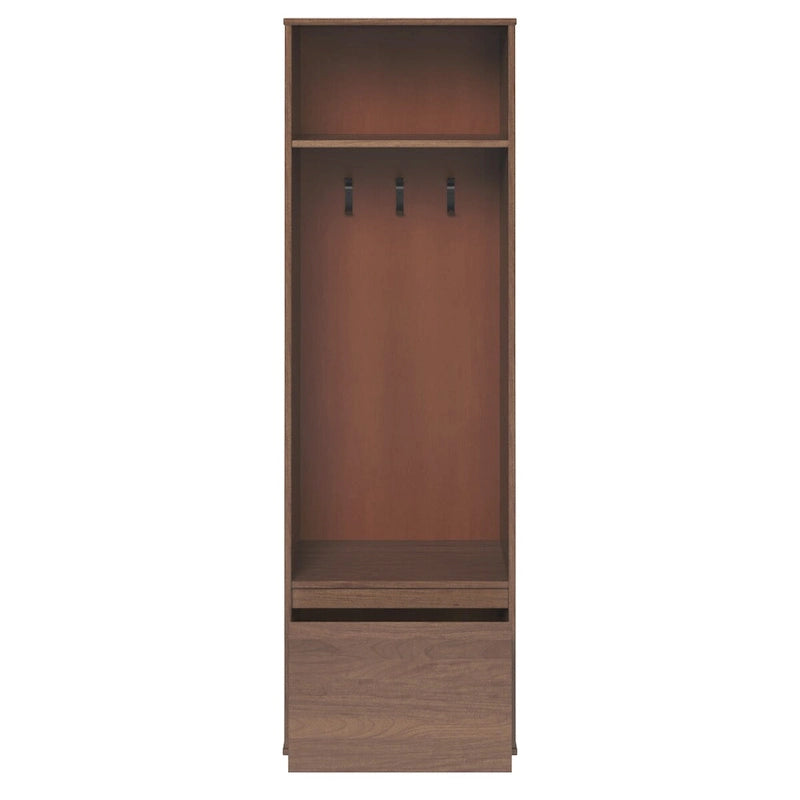 Mid-Century Modern Hall Tree with 3 Hooks, Shelf & Soft-Close Drawer