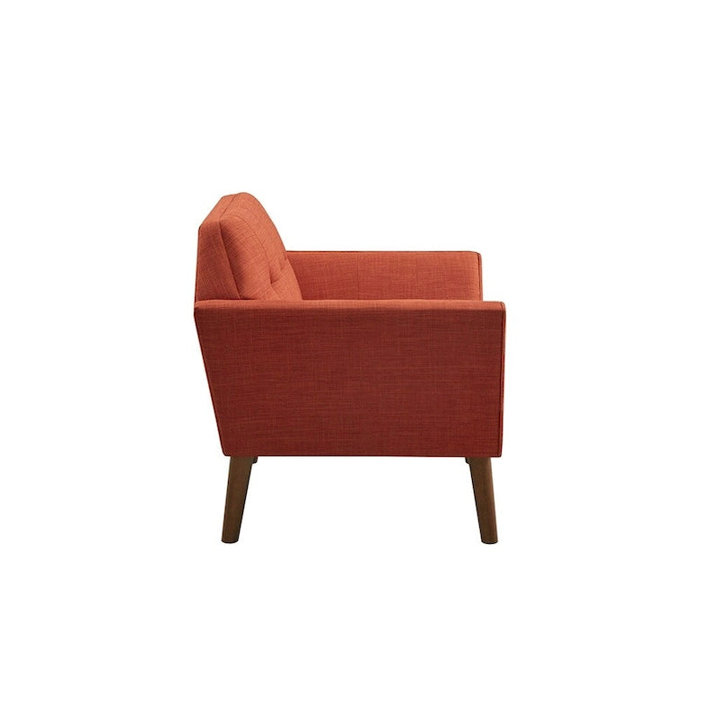 Mid-Century Modern Tufted Lounge Accent Chair with Tapered Wood Legs, Multiple Colors