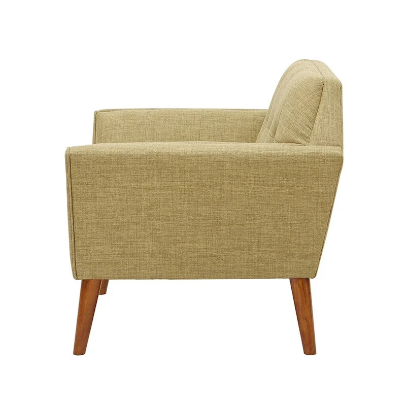 Mid-Century Modern Tufted Lounge Accent Chair with Tapered Wood Legs, Multiple Colors