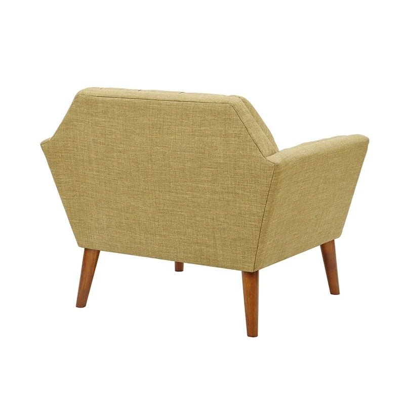 Mid-Century Modern Tufted Lounge Accent Chair with Tapered Wood Legs, Multiple Colors