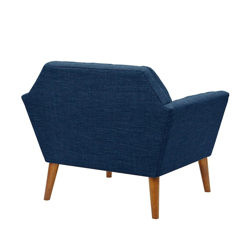 Mid-Century Modern Tufted Lounge Accent Chair with Tapered Wood Legs, Multiple Colors
