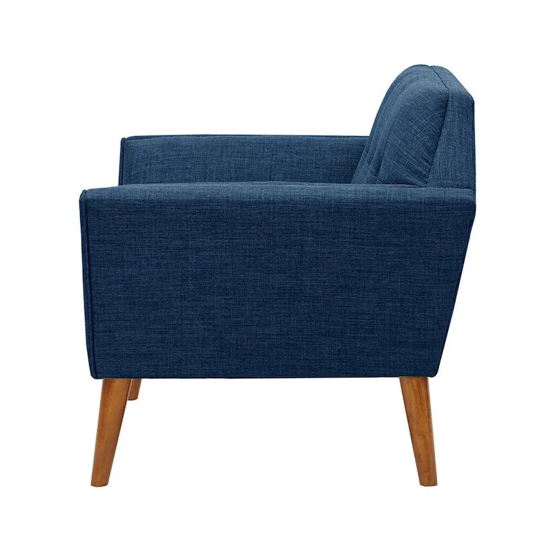 Mid-Century Modern Tufted Lounge Accent Chair with Tapered Wood Legs, Multiple Colors