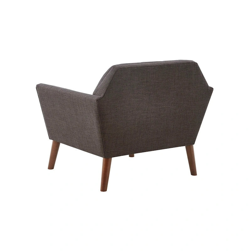 Mid-Century Modern Tufted Lounge Accent Chair with Tapered Wood Legs, Multiple Colors