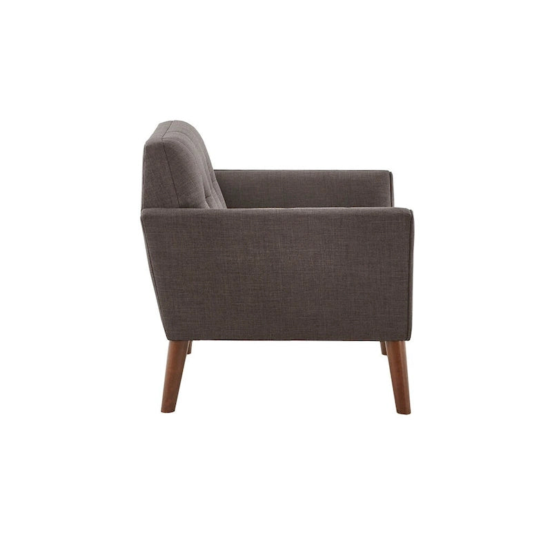 Mid-Century Modern Tufted Lounge Accent Chair with Tapered Wood Legs, Multiple Colors