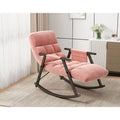 Folding Lounge Rocking Chair with Adjustable High Back, Footrest & Side Pockets