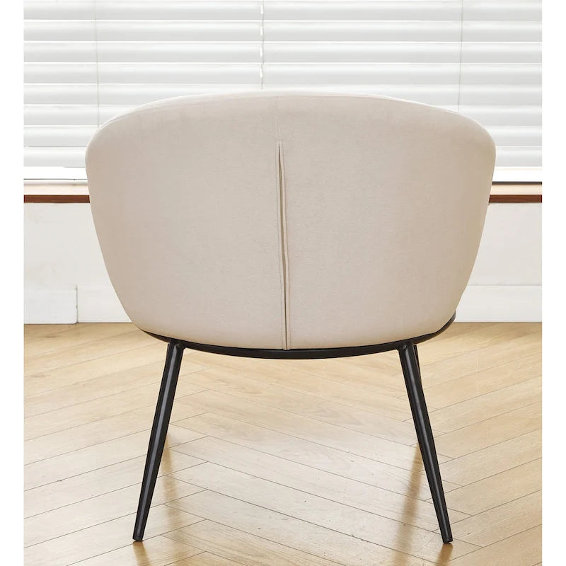 Mid-Century Velvet Accent Chair with Channel Tufting & Slender Metal Legs