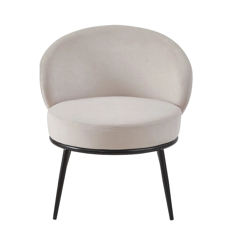 Mid-Century Velvet Accent Chair with Channel Tufting & Slender Metal Legs