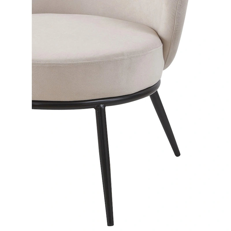 Mid-Century Velvet Accent Chair with Channel Tufting & Slender Metal Legs