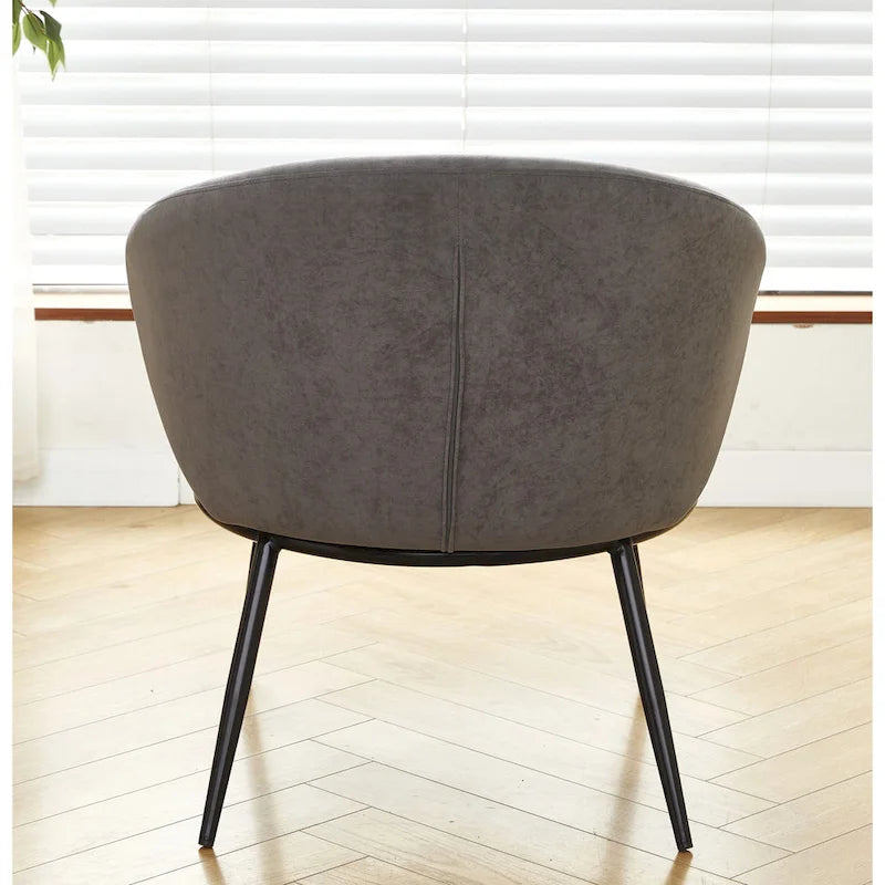 Mid-Century Velvet Accent Chair with Channel Tufting & Slender Metal Legs