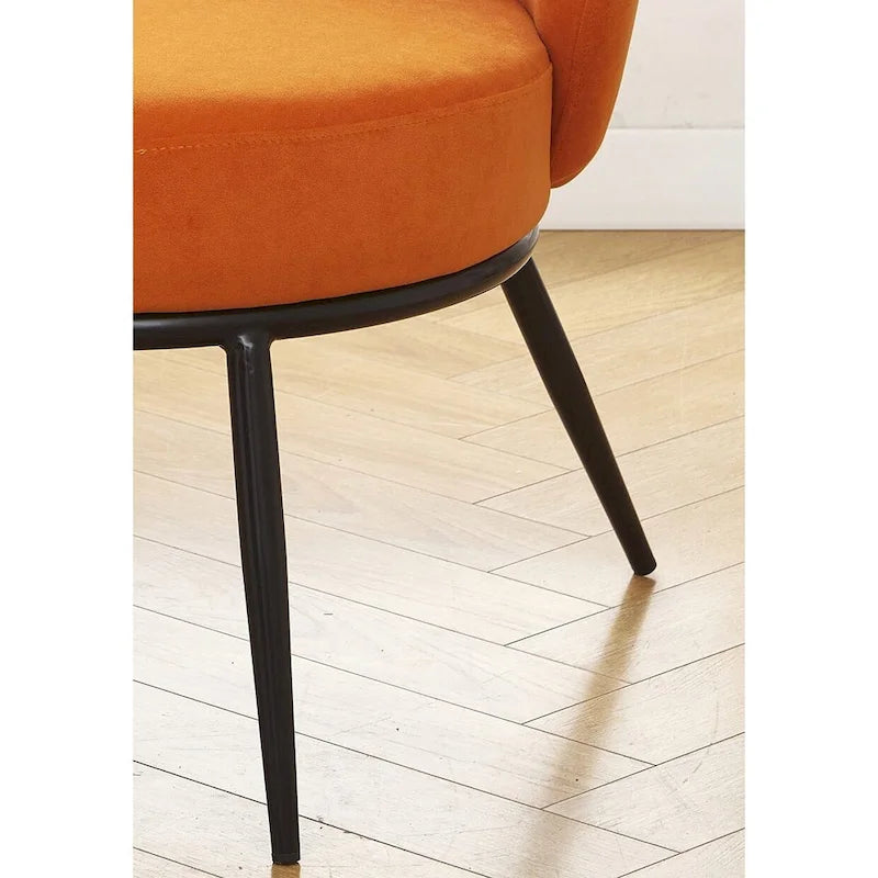 Mid-Century Velvet Accent Chair with Channel Tufting & Slender Metal Legs