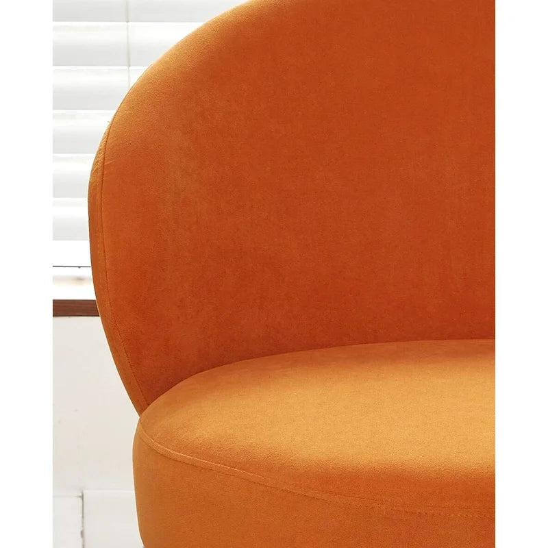 Mid-Century Velvet Accent Chair with Channel Tufting & Slender Metal Legs