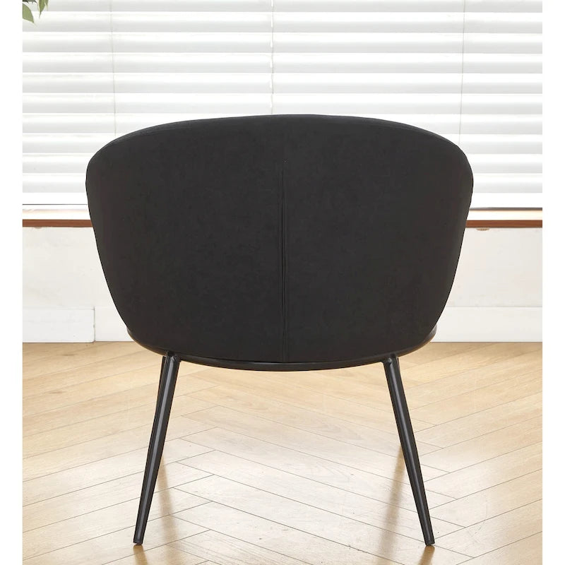 Mid-Century Velvet Accent Chair with Channel Tufting & Slender Metal Legs