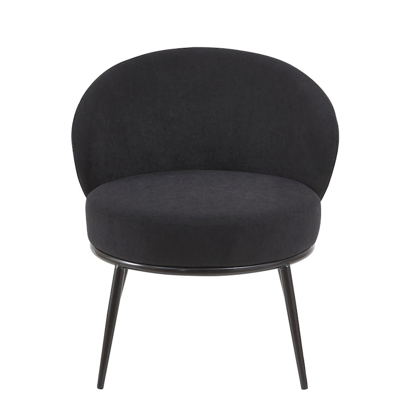 Mid-Century Velvet Accent Chair with Channel Tufting & Slender Metal Legs