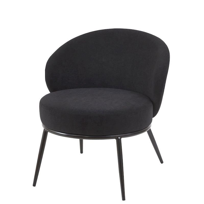 Mid-Century Velvet Accent Chair with Channel Tufting & Slender Metal Legs