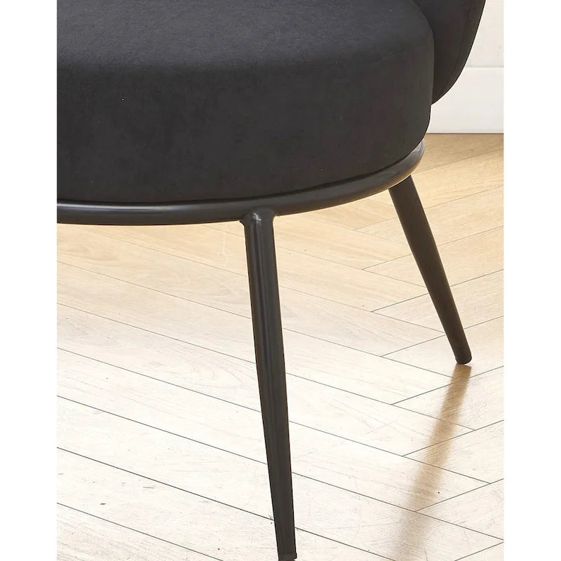 Mid-Century Velvet Accent Chair with Channel Tufting & Slender Metal Legs