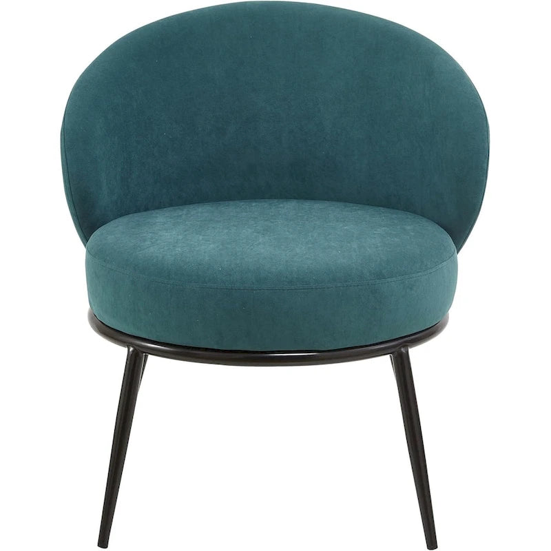 Mid-Century Velvet Accent Chair with Channel Tufting & Slender Metal Legs