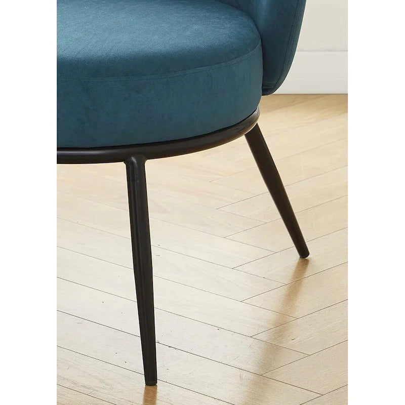 Mid-Century Velvet Accent Chair with Channel Tufting & Slender Metal Legs